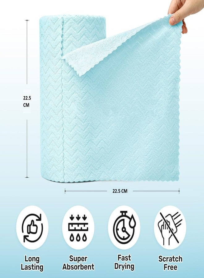 SOKT Microfiber Cleaning Cloths Roll 30 Pack Tear Away Microfiber Towels Roll Lint Free Rags, Reusable Cleaning Cloths, Washable, Scratch Free, Ultra Absorbent Dish Rags (Blue Ripple) - Image 4